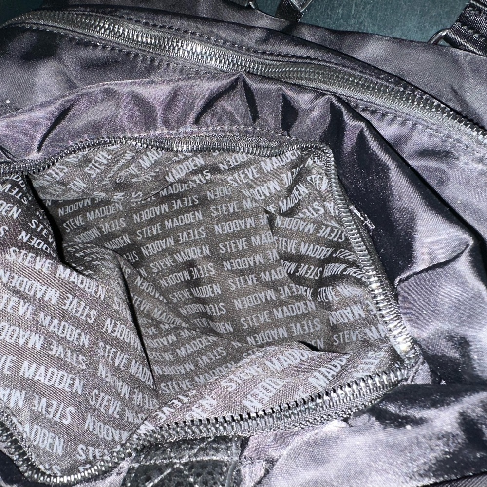 Steve Madden Black Logo Lined Tote - Picture 6 of 8